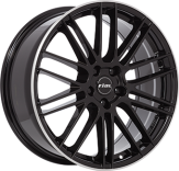 Alu kola RIAL KIBO, 19x8 5x114.3 ET45, černá lesklá + leštěný límec