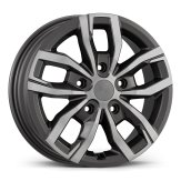 Alu kola AGT 16275, 16x6 5x130 ET68, šedivá + leštění (zátěžová)