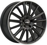 Alu kola CMS C23, 20x8 5x112 ET39, černá lesklá + leštěný límec (zátěžová)