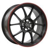 Alu kola INTER ACTION PHOENIX, 15x6.5 4x100 ET37, černá lesklá s červenou linkou
