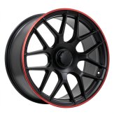 Alu kola Racing Line B1258, 19x8.5 5x112 ET38, černá matná + červený límec