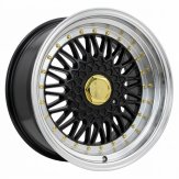 Alu kola Racing Line BY479, 15x7 4x100 ET35, černá + leštěný límec