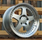 Alu kola Racing Line HE750, 17x8 5x120 ET34, stříbrná + leštěný límec
