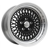 Alu kola Racing Line LU483, 15x7 4x100 ET25, černá + leštěný límec
