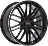 Alu kola RIAL KIBO, 19x8 5x114.3 ET45, černá lesklá + leštěný límec