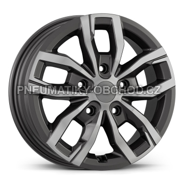 Alu kola AGT 16275, 16x6 5x130 ET68, šedivá + leštění (zátěžová)