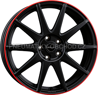Alu kola BORBET GTX, 19x8 5x114.3 ET50, černá matná s červenou linkou