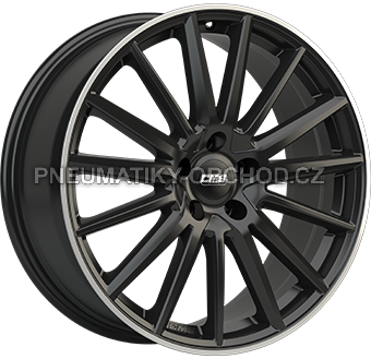 Alu kola CMS C23, 20x8 5x112 ET39, černá lesklá + leštěný límec (zátěžová)