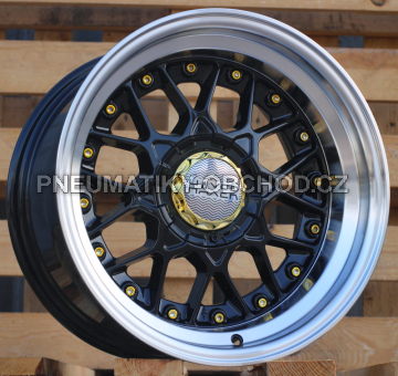 Alu kola Haxer A8078, 16x9 8x100 ET10, černá + leštěný límec