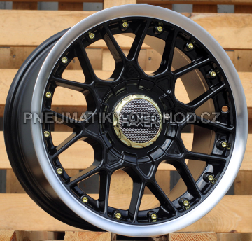 Alu kola Haxer L1879, 15x8 8x100 ET30, černá + leštěný límec