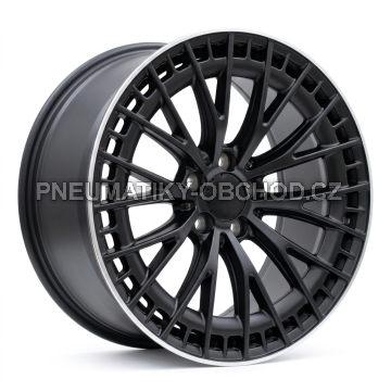 Alu kola Racing Line 3S1384, 20x8.5 5x112 ET34.5, černá matná + leštěný límec (zátěžová)