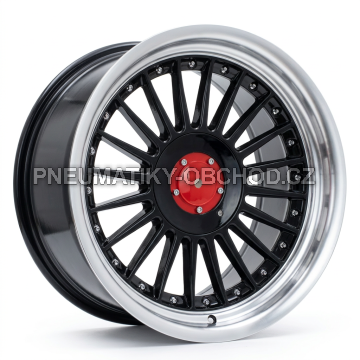 Alu kola Racing Line 7307F, 17x8 5x120 ET20, černá + leštěný límec