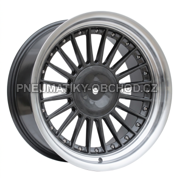 Alu kola Racing Line 7307F, 17x8 5x120 ET20, šedivá + leštěný límec