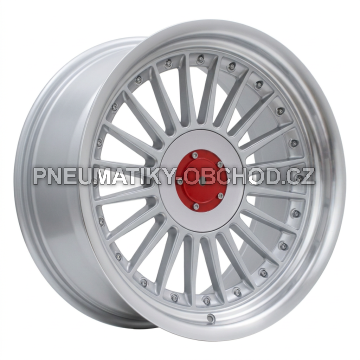 Alu kola Racing Line 7307F, 17x8 5x120 ET20, stříbrná + leštěný límec