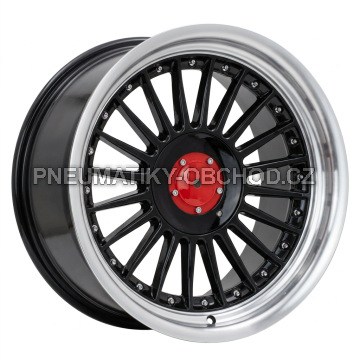 Alu kola Racing Line 7307R, 17x9 5x120 ET15, černá + leštěný límec