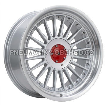 Alu kola Racing Line 7307R, 17x9 5x120 ET15, stříbrná + leštěný límec
