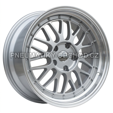 Alu kola Racing Line A1025, 16x7 5x120 ET31, stříbrná + leštěný límec