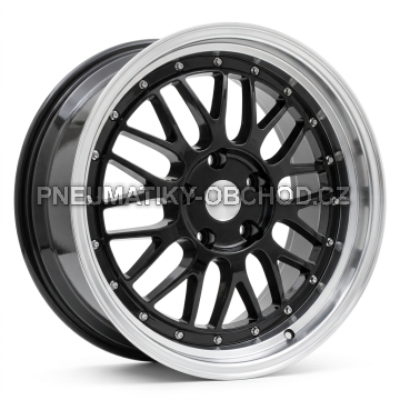 Alu kola Racing Line A1025, 17x7.5 5x120 ET34, černá + leštěný límec