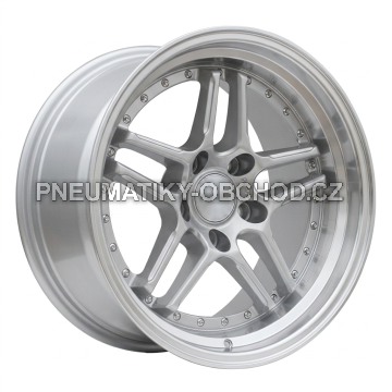 Alu kola Racing Line A5863, 17x8.5 5x120 ET20, stříbrná + leštěný límec