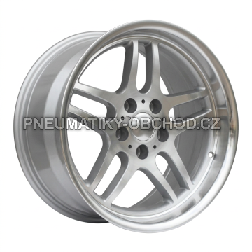 Alu kola Racing Line A5913, 17x8 5x120 ET20, stříbrná + leštěný límec (zátěžová)
