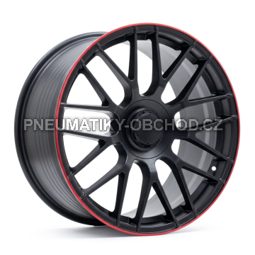 Alu kola Racing Line B1268, 18x8 5x112 ET45, černá matná + červený límec