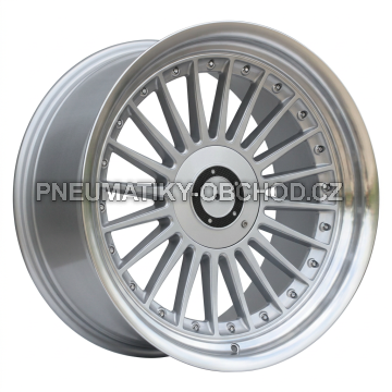 Alu kola Racing Line B1803, 19x10 5x120 ET20, stříbrná + leštěný límec