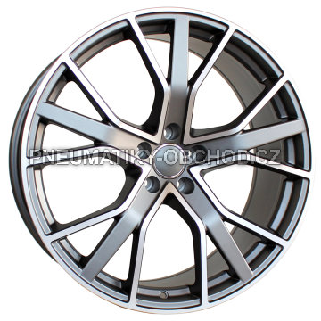 Alu kola Racing Line B5131, 22x10 5x112 ET21, šedivá matná + leštění (zátěžová)