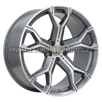 Alu kola Racing Line B5498, 22x9.5 5x112 ET37, šedivá matná + leštění (zátěžová)