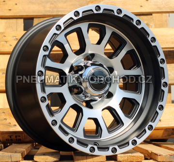 Alu kola Racing Line B5586, 16x8.5 6x139.7 ET-15, černá matná + leštění (zátěžová)