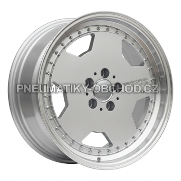 Alu kola Racing Line B5852, 18x8 5x112 ET35, stříbrná + leštěný límec