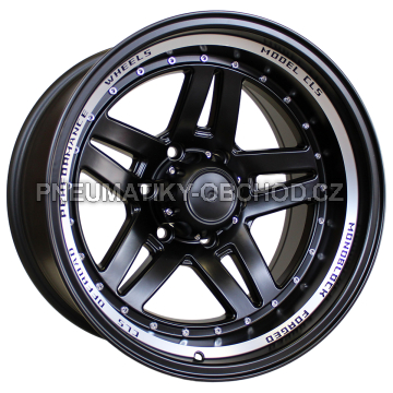 Alu kola Racing Line BK936, 15x10 6x139.7 ET-44, černá matná + leštěný límec (zátěžová)