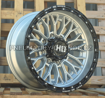 Alu kola Racing Line D1973, 20x10 8x180 ET, stříbrná + černá lesklá (zátěžová)