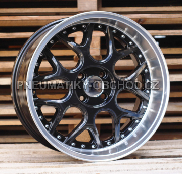 Alu kola Racing Line FR762, 16x7 4x100 ET30, černá + leštěný límec
