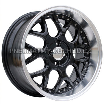 Alu kola Racing Line FR762, 17x8.5 4x100 ET20, černá + leštěný límec