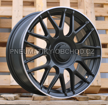 Alu kola Racing Line H3368F, 17x7.5 5x112 ET35, černá + leštěný límec