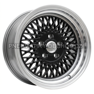 Alu kola Racing Line LU483, 15x7 4x100 ET25, černá + leštěný límec