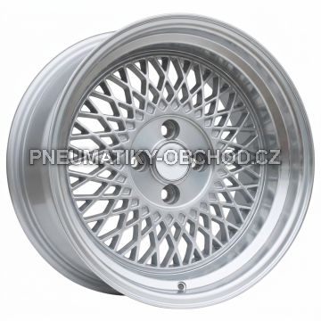 Alu kola Racing Line LU483, 15x8 4x100 ET20, stříbrná + leštěný límec