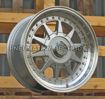 Alu kola Racing Line LU920, 15x7 4x100 ET25, stříbrná + leštěný límec