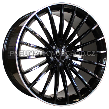 Alu kola Racing Line MR532, 20x8.5 5x112 ET38, černá + leštěný límec (zátěžová)