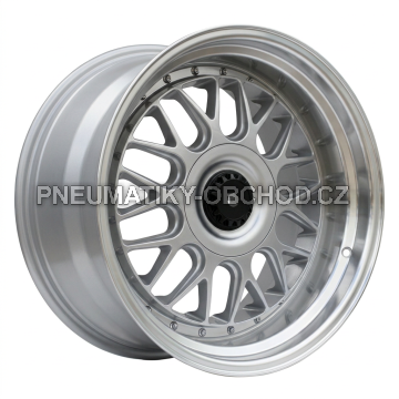 Alu kola Racing Line XE244, 17x10 5x120 ET25, stříbrná + leštěný límec