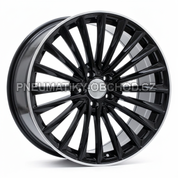 Alu kola Racing Line Y5909B, 20x8.5 5x112 ET34.5, černá + leštěný límec (zátěžová)