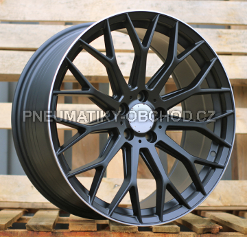 Alu kola Racing Line YS1180, 19x8 5x112 ET32.5, černá matná + leštěný límec