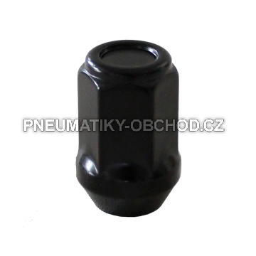 Matice na kola M12x1,5 černá, kužel, klíč 17, výška 35 mm, uzavřená