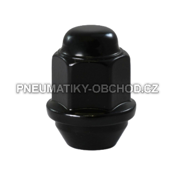 Matice na plechové disky Hyundai, Kia, Mazda M12x1,5 černá, kužel, klíč 21, výška 35 mm, uzavřená