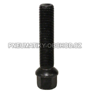 Šrouby na kola M14x1,5x60mm černé, koule R13, klíč 17
