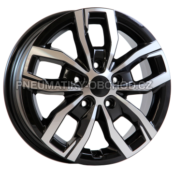 Alu kola AGT 16275, 16x6 5x130 ET68, černá + leštění (zátěžová)