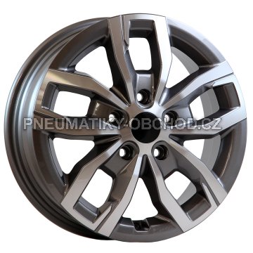 Alu kola AGT 16275, 16x6 5x130 ET68, šedivá + leštění (zátěžová)