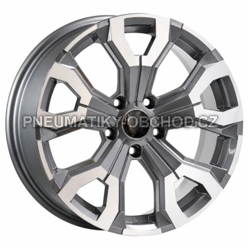 Alu kola Arceo DY1887, 17x7 5x114.3 ET35, šedivá + leštěný límec