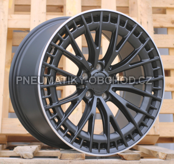 Alu kola Racing Line 3S1384, 19x9.5 5x112 ET45, černá matná + leštěný límec (zátěžová)