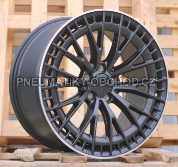 Alu kola Racing Line 3S1384, 20x9.5 5x112 ET45, černá matná + leštěný límec (zátěžová)